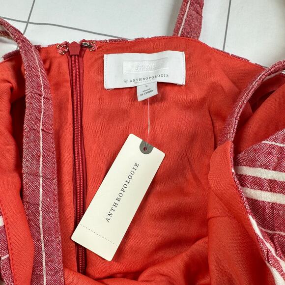 Anthropologie Ett Twa Jumpsuit Womens Small Red Robin Seersucker Stripe Belt Tie - Picture 5 of 14